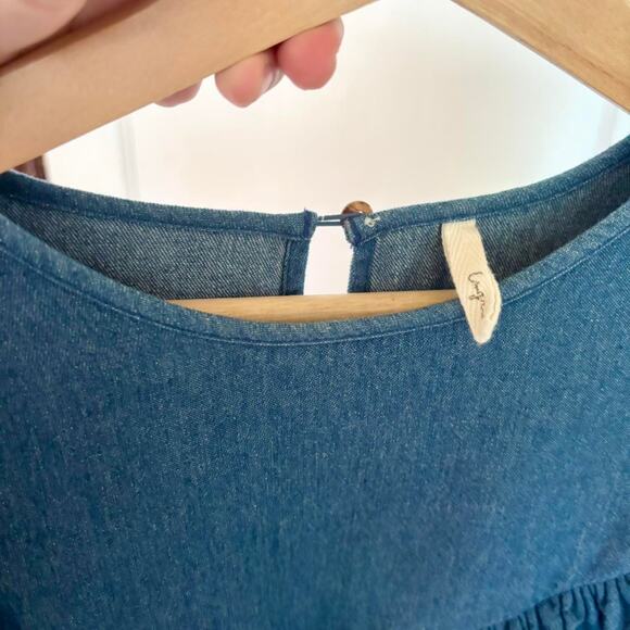 Ungrid Japanese Denim Ruffle Blouse- Size Medium, Boho Chic - Picture 5 of 5